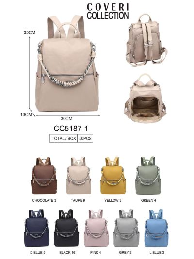 Mochila nylon cremallera y cadena decorativa 2