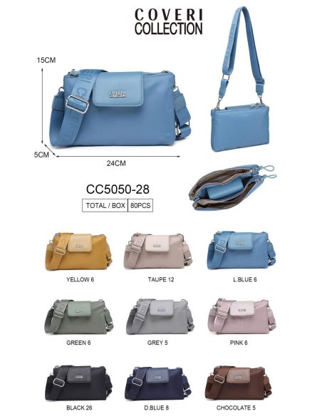 Bolso bandolera nylon mini solapa y correa ancha