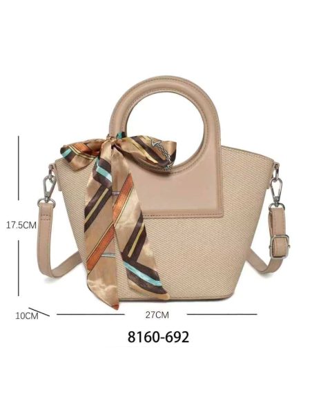 mini borsa con manico circolare e sciarpa