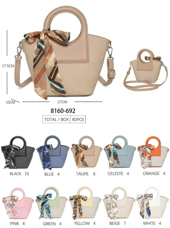 mini borsa con manico circolare e sciarpa