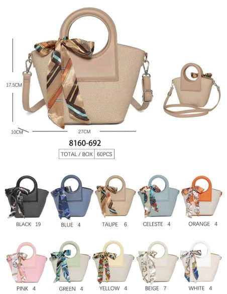 mini borsa con manico circolare e sciarpa