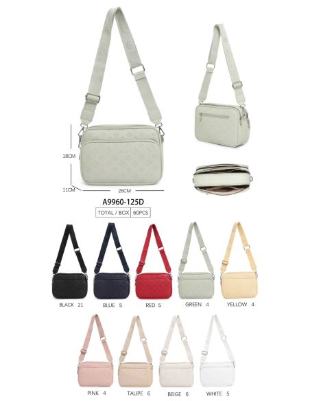 Borsa a tracolla in stile macchina fotografica con doppia cerniera