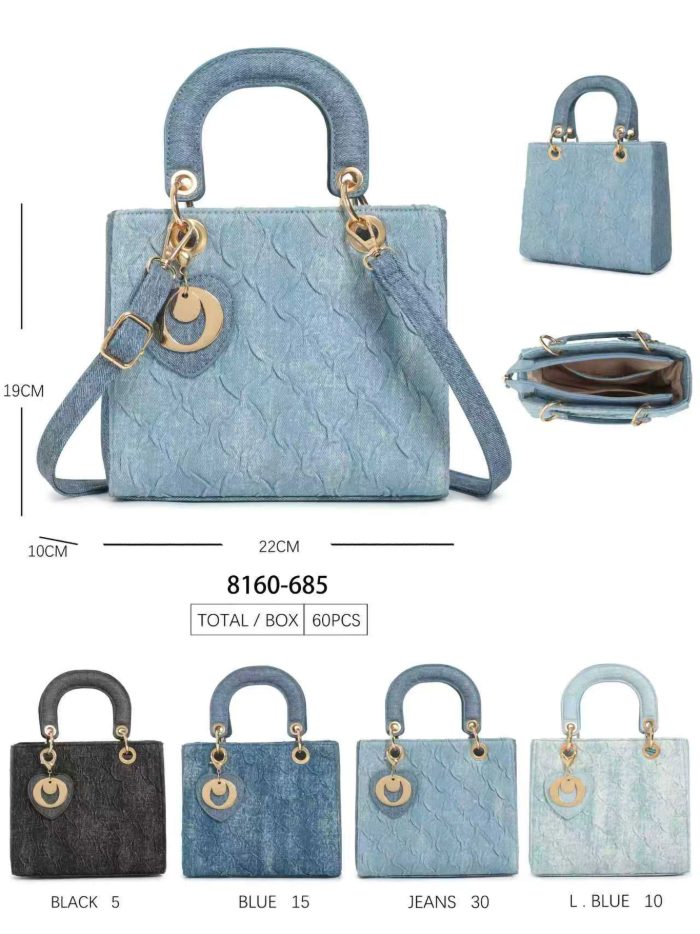 Bolso mini denim y colgante