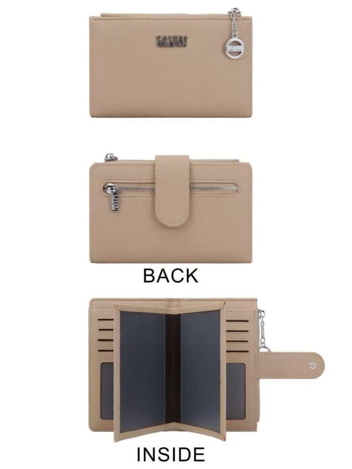 Cartera mediana cierre y bolsillo cremallera con caja regalo