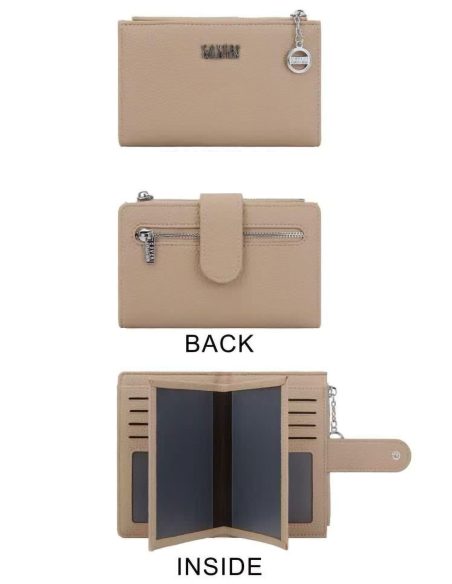 Cartera mediana cierre y bolsillo cremallera con caja regalo