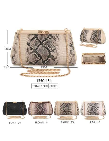 Bolso clutch efecto serpiente cadena