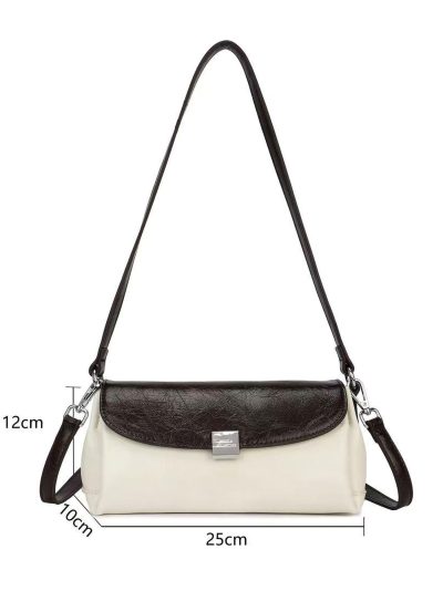 Bolso de hombro bicolor solapa y cierre metálico