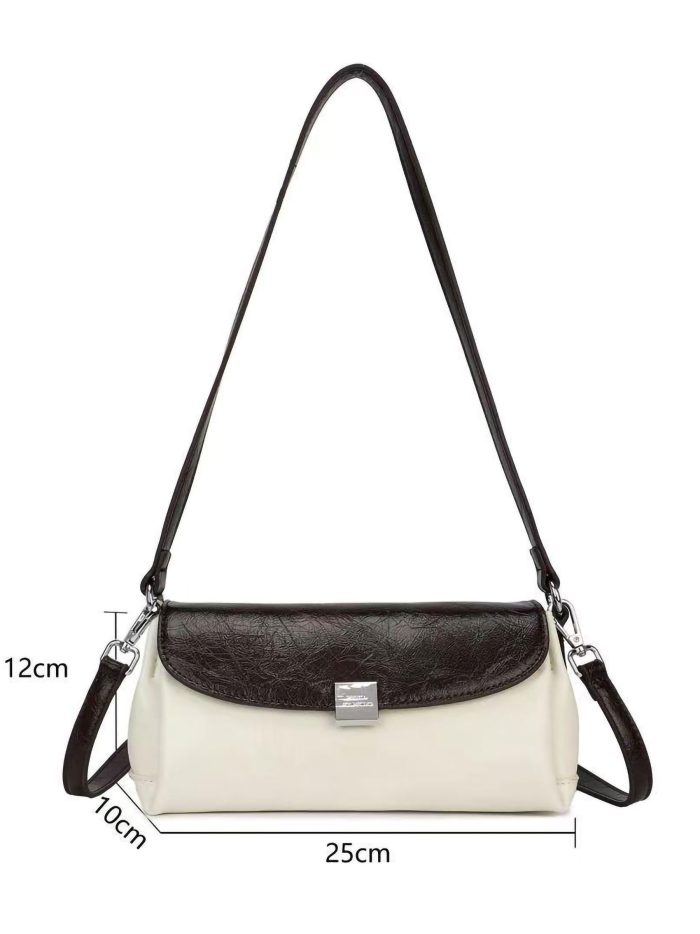 Bolso de hombro bicolor solapa y cierre metálico