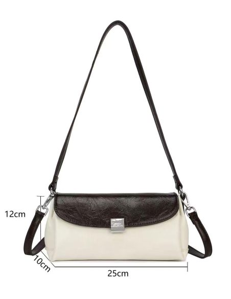 Bolso de hombro bicolor solapa y cierre metálico