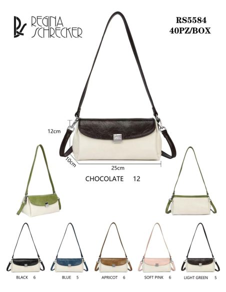 Bolso de hombro bicolor solapa y cierre metálico