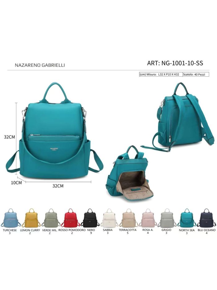 Mochila multifuncional de nylon com bolso frontal