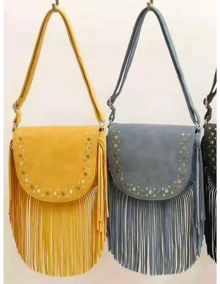 Bolso bandolera boho tachas flecos