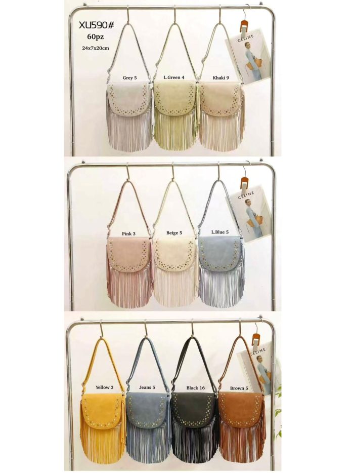 Bolso bandolera boho tachas flecos