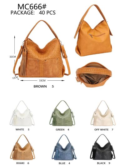 Bolso hobo trenzado flecos y bolsillos 2