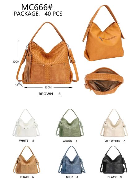 Bolso hobo trenzado flecos y bolsillos