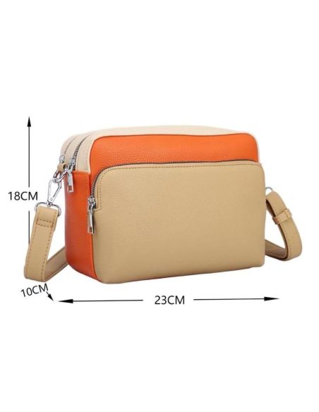 Bolso bandolera bicolor doble cremallera