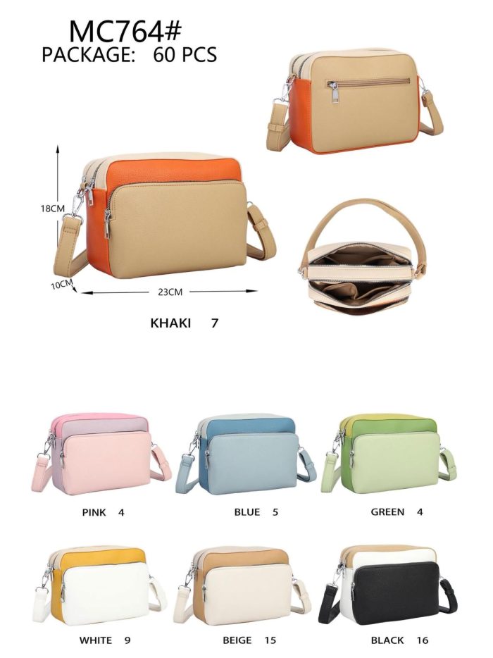 Bolso bandolera bicolor doble cremallera