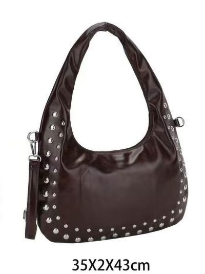Bolso hobo efecto piel tachuelas