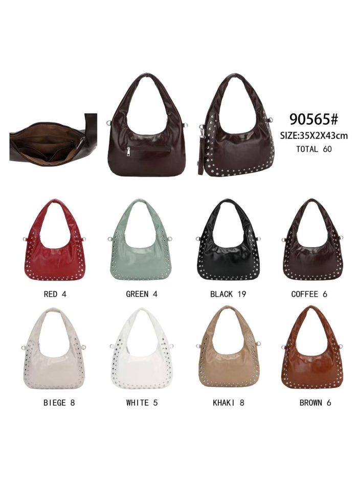 Bolso hobo efecto piel tachuelas