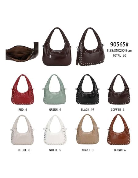 Bolso hobo efecto piel tachuelas