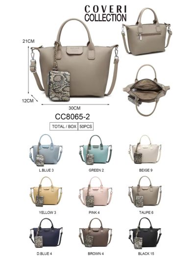 Bolso tote nylon con mini monedero estampado serpiente 2