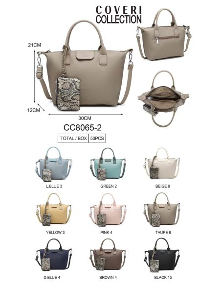 Bolso tote nylon con mini monedero estampado serpiente