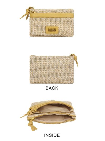 Monedero efecto rafia cremallera