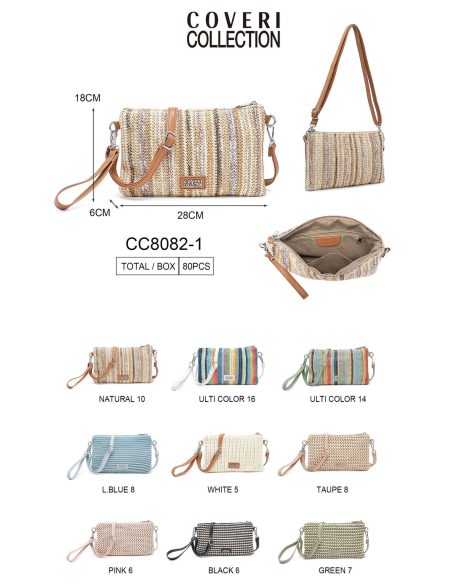 Mehrfarbige Umhängetasche in Bastoptik