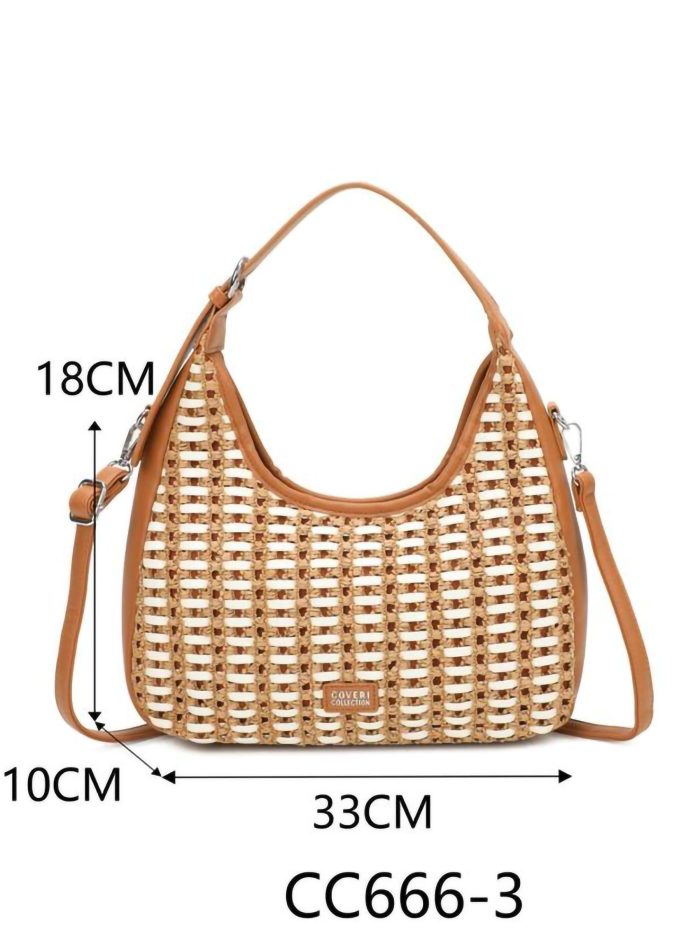 Borsa hobo con effetto rafia traforata