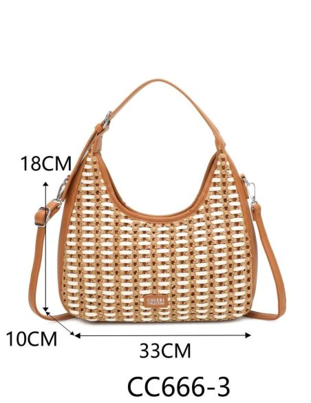 Borsa hobo con effetto rafia traforata
