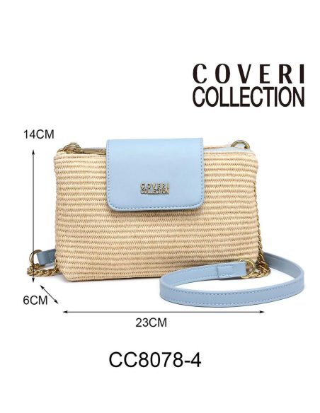 Bolso bandolera efecto rafia solapa y asa cadena