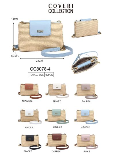 Bolso bandolera efecto rafia solapa y asa cadena 2