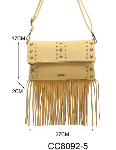 Borsa a tracolla boho con borchie e frange