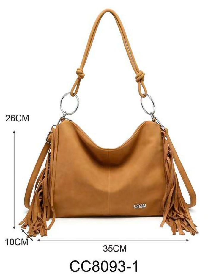 Schultertasche mit seitlichen Fransen