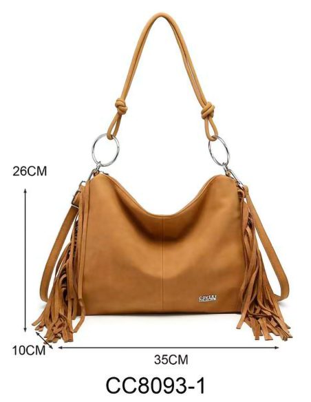 Schultertasche mit seitlichen Fransen