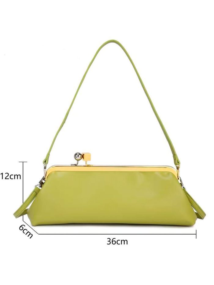 Lange Baguettetasche mit Metallverschluss