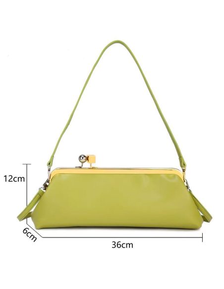 Lange Baguettetasche mit Metallverschluss