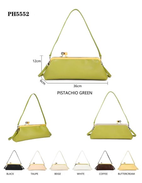 Lange Baguettetasche mit Metallverschluss