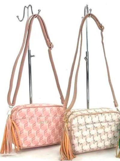 Bolso bandolera tipo cámara estampada borla