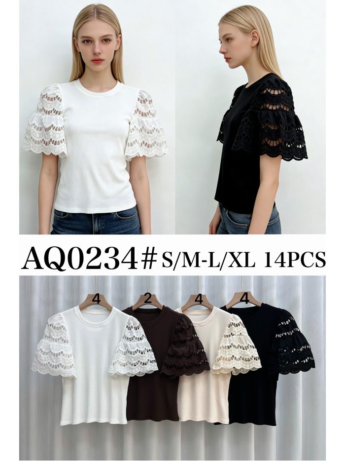 Camiseta mangas de encaje en capas