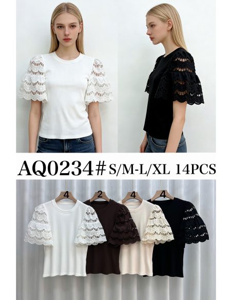 Camiseta mangas de encaje en capas