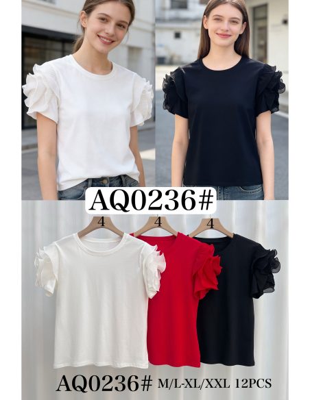 Camiseta manga de volantes plisados