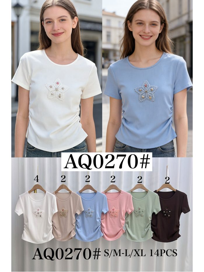 T-Shirt mit Sternenapplikation und seitlichen Raffungen