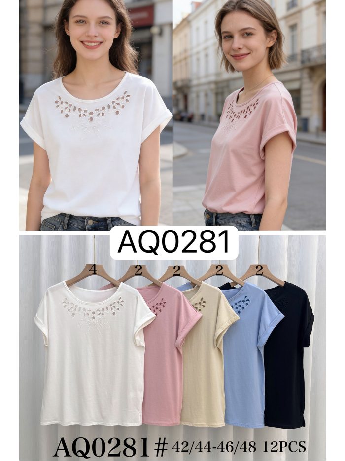 Camiseta calados en escote