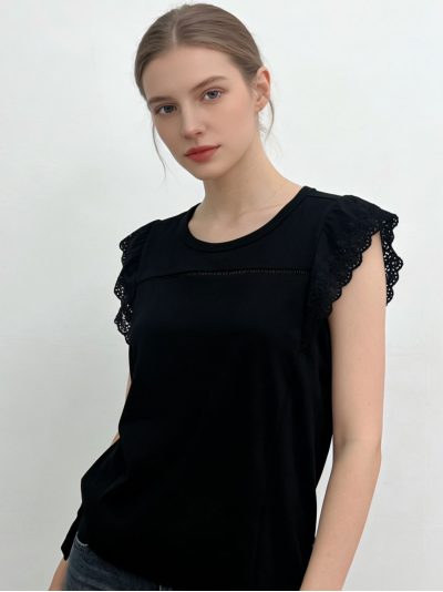 Sleeveless lace yoke top