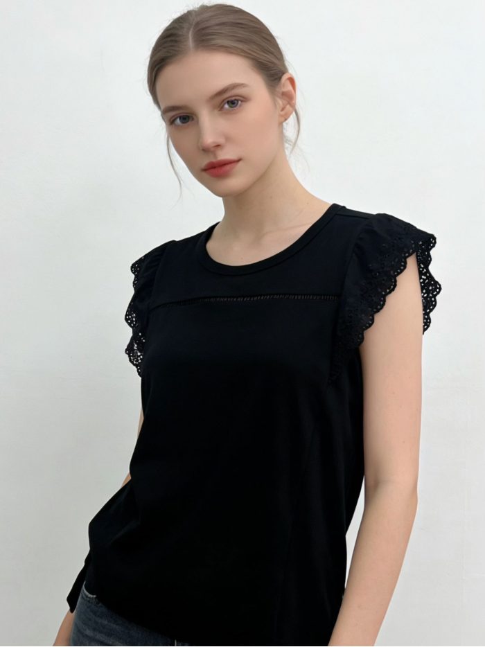 Sleeveless lace yoke top