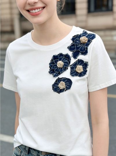 camiseta jeans floral