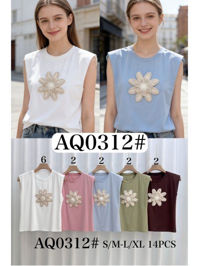 Top flor crochet con perlas 2