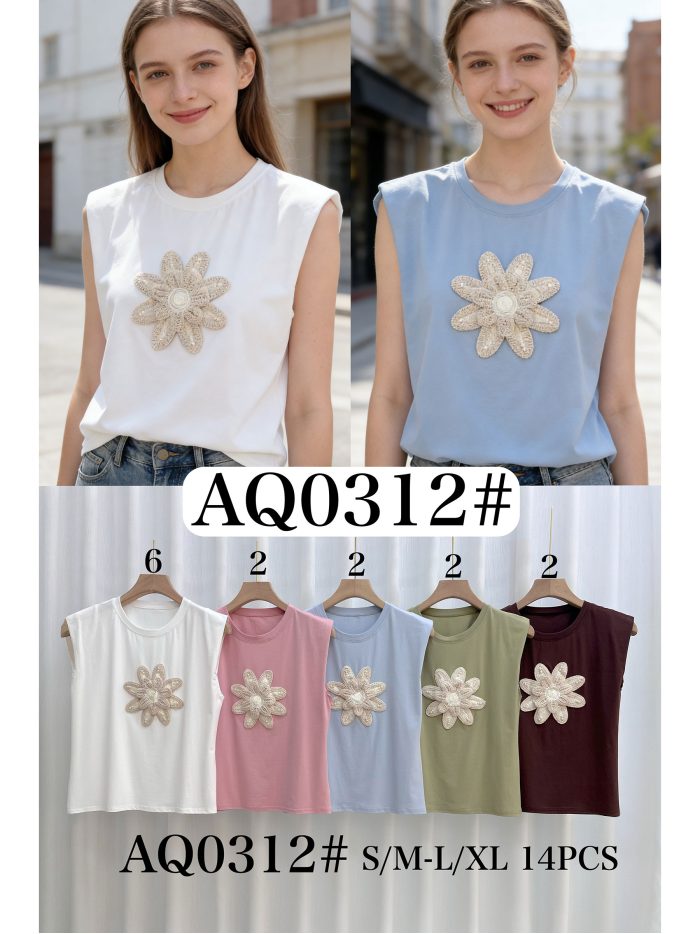 Top flor crochet con perlas