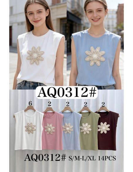 Top flor crochet con perlas